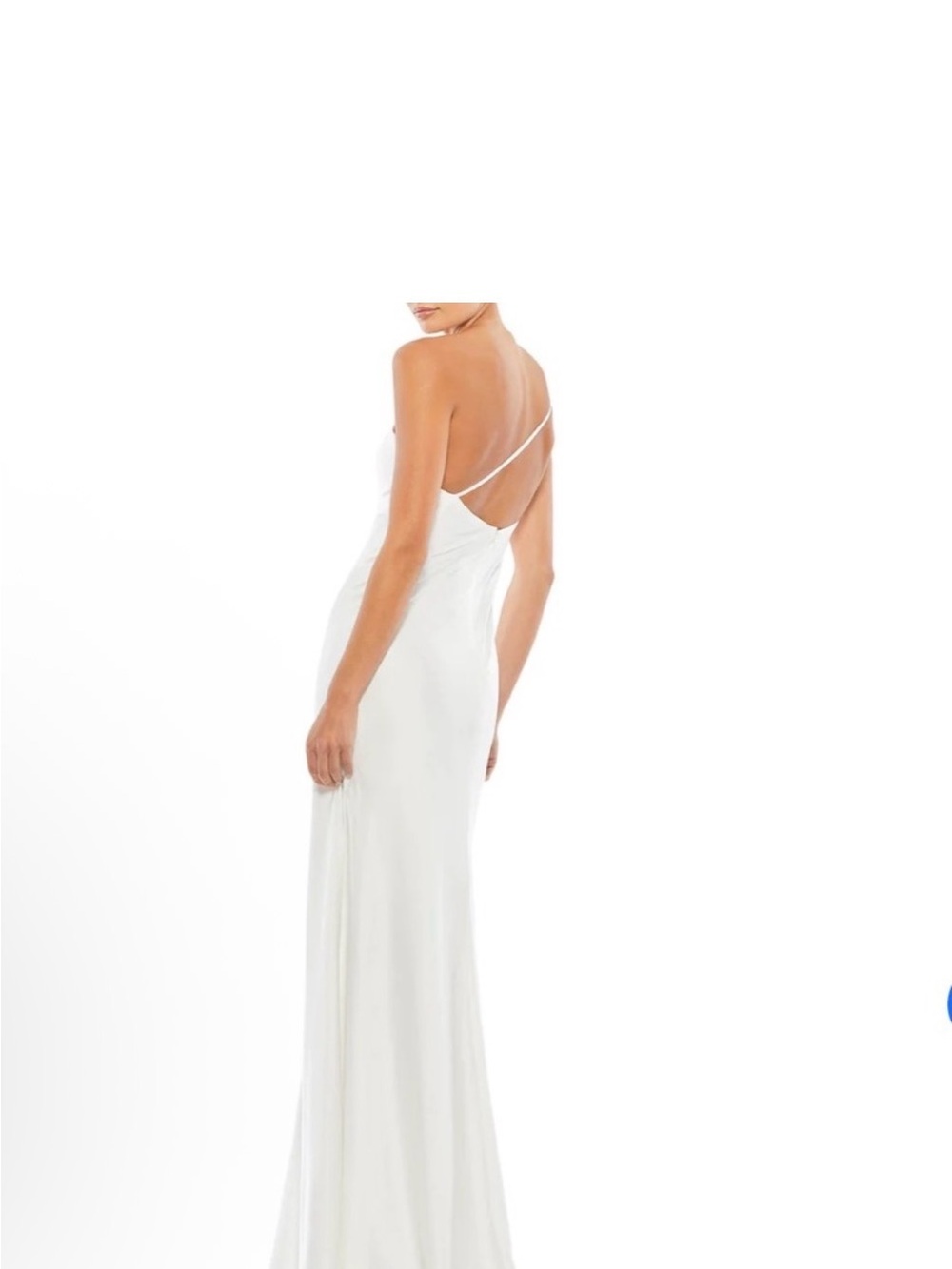 Mac Duggal White One-Shoulder Satin Maxi Gown